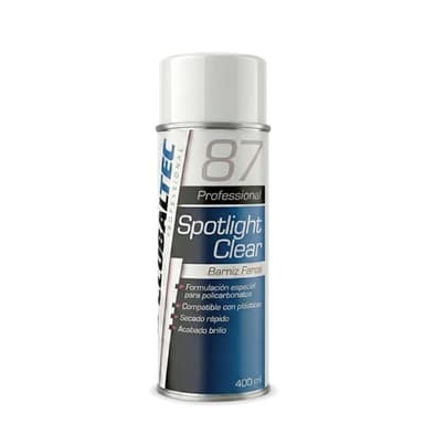 Globaltec Barniz 1K para Faros de Policarbonato - Spray de Restauración de Ópticas de Coche - Alta Protección UV y Calor, Transparencia Cristal para Pasar la ITV - Secado Rápido y Acabado Brillante