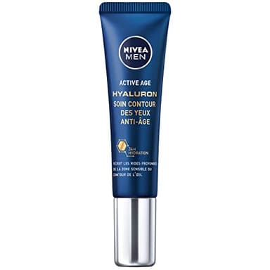 NIVEA MEN Cuidado de ojos antiedad (1 x 15 ml), cuidado de ojos hidratante con ácido hialurónico, antiarrugas y arrugas para hombres