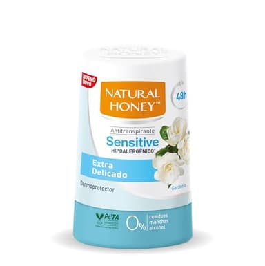 Natural Honey, Sensitive Antitranspirante Roll On Hipoalergénico y Dermoprotector, Sin Alcohol, 48H de Protección Suave Contra los Malos Olores, Fórmula Anti Manchas, Fragancia de Gardenia, 50 ml