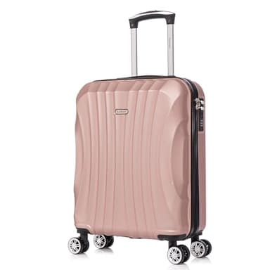 RAYKONG Maleta de Cabina ABS 55x40x20cm (44L) - Maletas de Viaje Pequeñas Ligeras 20 Pulgadas - RosaDorada