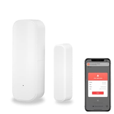 Sensor de Puerta y Ventana WiFi Inteligente Tuya - Compatible Con Alexa y Google, Inalámbrico en Tiempo Real, Contacto Abierto (Paquete de 1)