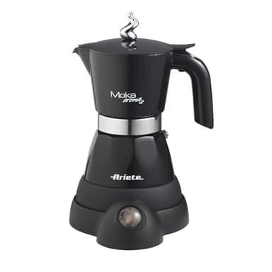 Ariete 1358-11 Cafetera eléctrica moka aroma, capacidad 4 tazas, 400W, base inalámbrica, negra