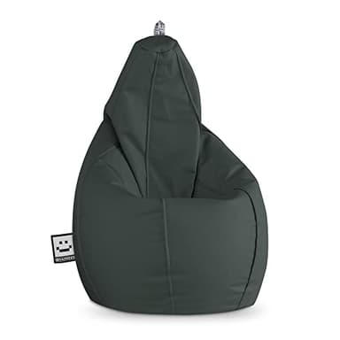 HAPPERS Puff Pera para Salón y Dormitorio con Relleno | Polipiel Alta Resistencia | Sillón Relax Ergonómico Infantil y Juvenil | Puff para Leer y Jugar | Gris 135x90 XXL