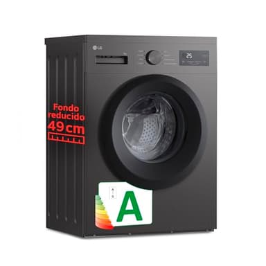 LG F4A1009NDK - Lavadora, 9 kg, 1400 rpm, Carga Frontal, 8 Programas, Programa Rápido y Programa Lavado a Mano, Fondo Especial Reducido, Display LED, Serie 100, Color Grafito
