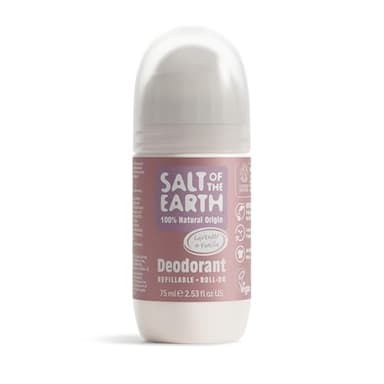 Desodorante natural en roll-on Salt Of the Earth - Lavanda y vainilla - Recargable, vegano, certificado por Leaping Bunny, fabricado en el Reino Unido - 75ml
