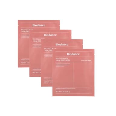 Biodance BioCollagen profunda Mascarilla facial, Hidratante y Reafirmante, Skincare Coreano con Ácido Hialurónico, Niacinamida y Galactomicetos,4 láminas, 34 g.