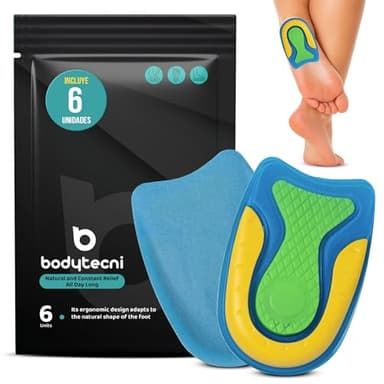 Bodytecni® Taloneras - MEGAPACK 3 pares (6 Uds) - Taloneras de Silicona para Fascistis Plantar y Espolon Calcáneo - Plantillas de Silicona para Hombre y Mujer - Pantilla de Talón de gel (Talla 40-47)