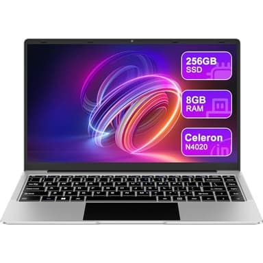 Ordenador Portátil 14" Win11 8GB 256GB SSD Soporte 1TB SSD Expansión Portátil 2.4G+5G WiFi BT 4.2 USB HDMI 1920x1080 FHD con Ratón Inalámbrico y Teclado Español Membrana - Plata