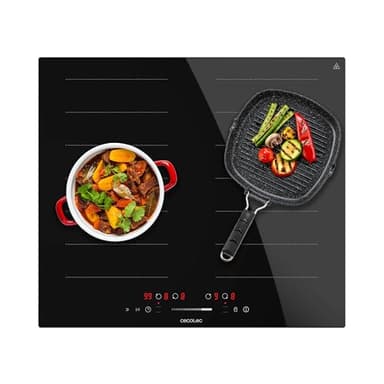 Cecotec Placa de Inducción 2 Zonas Flex Bolero Squad 4001 Flex. 7200W, 9 Niveles, Bajo Consumo, Temporizador, Booster Function, Control Táctil, Bloqueo para Niños, Stop&Go