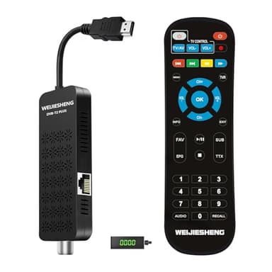 Decodificador TDT HD 2025,Decodificador DVB-T2,HD 1080P H265 HEVC Main 10-bit,Soporta HDMI,AV,Ethernet,USB WiFi,DLNA,PVR,Funciones Multimedia [Mando a Distancia 2-en-1 con Control de TV]