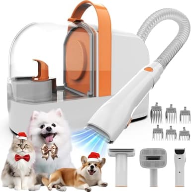 AIRROBO PG10 Aspirador pelos mascotas, Cortapelos perros con Aspiradora de Pelo, 12000 Pa, Máquina de Corte Silenciosa para Perros y Gatos, Incluye 4 Herramientas de Aseo
