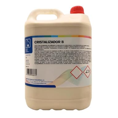 Cristalizador B de IQG. Líquido cristalizador para abrillantar suelos de terrazo, mármol, etc. nuevos o deteriorados por el tránsito. Uso con máquina industrial o doméstica. (5 L)