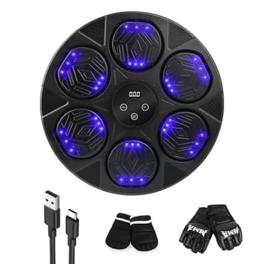 Music Boxing Machine,LED Electronic Smart Music Boxing Machine mit Boxhandschuhen,Wandmontiertes Boxziel,Unterstützt Bluetooth,Wall Mounted Boxing Workout,Geschwindigkeit Einstellung für Erwachsene