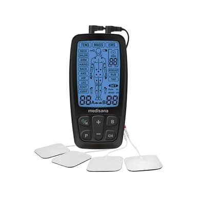 Medisana TENS, aparato de corriente de estimulación EMS con 60 programas aparato profesional de electroterapia relajación muscular y alivio del dolor en la espalda, cuello, hombros, abdomen, caderas