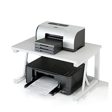 Soporte para impresora – Estante de escritorio de doble capa con almacenamiento – Nizer de oficina en casa – Soporte de impresora compacto para espacios pequeños – Estante de impresora para un espacio
