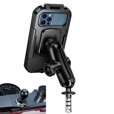 iMESTOU Funda Impermeable para Teléfono con Vástago de Horquilla de Motocicleta, Antirrobo con Base de Bolas de Aluminio de 1 Pulgada para Teléfonos Celulares de 5.5 a 6.8 Pulgadas (L)