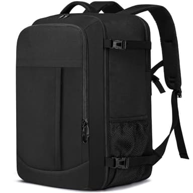 LIGSAN Mochila Cabina 55x40x20cm Mochila Viaje Cabina Avion 44L Grande Maletas de Viaje Cabina 55x40x20 Equipaje de Mano Bolsa Portatil 18.4 Pulgadas para Trabajo, Viajes, Negro