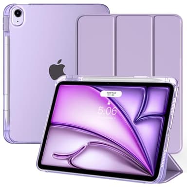 TiMOVO Funda para iPad Air 11 Pulgadas (M4 2026/M3 2025/M2 2024), iPad Air 5ª/4ª Gen (2022/2020) 10,9 Pulgadas con Soporte para Lápiz, Parte Trasera Translúcida, Auto Activación/Reposo, Taro Morado