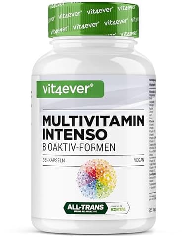 Multivitamin A-Z - 365 cápsulas de alta dosis con 26 formas bioactivas y materias primas de marca - Vitaminas + Minerales - Complejo Todo en Uno - Vegano