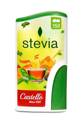 Castello since 1907 Stevia (Estevia) Comprimidos | 150 Comprimidos/Dosis | 1 comprimido = 1 cucharadita de azúcar | 0 Calorías - Muy bajo Índice Glucémico - 0 Carbohidratos - Keto