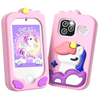 CHAKEYAKE Smartphone Camara Fotos Infantil, Teléfono Inteligente de Juguete con Táctil de 2,8", Doble Cámara, Tarjeta de 32 GB, Juegos Educativos, Audiolibro, cumpleaños para niños de 3 a 10 años