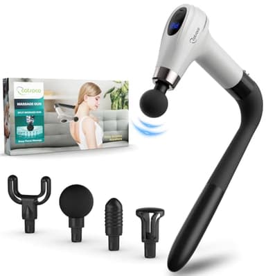 cotsoco Pistola de masaje con mango de extensión mejorado, masajeador de percusión profunda para la espalda con 4 cabezales de masaje y 6 niveles de velocidad, regalo para él y ella