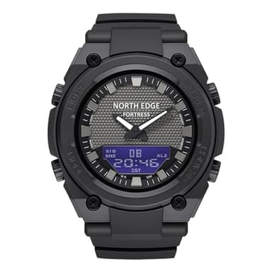 NORTH EDGE Fortress - Reloj analógico digital para hombre, color negro, militar, táctico para deportes al aire última intervensión, esfera grande, retroiluminación LED, cronómetro y temporizador de