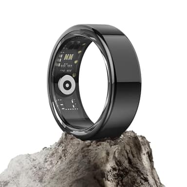 DekeFit Anillo Inteligente (Nueva Versión 2025), Smart Ring Hombre Mujer para Monitorear el Sueño/Pulsometro/SpO2, 100+ Modos Deportivos IP68 Impermeable Activity Tracker Android IOS, Tamaño 10, Negro