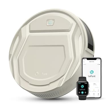 LEFANT Robot Aspirador 2200 Pa,120 Min Autonomía, Aspirador Robot 6 Modos de Limpieza, Evitar Enredos, Delgada, Silenciosa, WiFi/Alexa/App, Ideal para Pelo de Mascotas, Suelo Duro, M210 Pro Champán