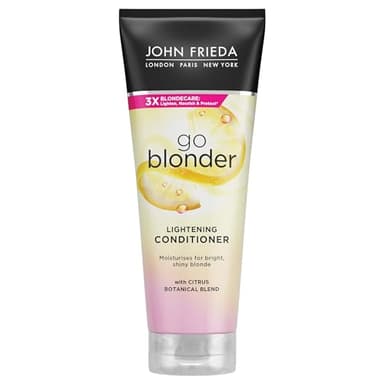 JOHN FRIEDA - Acondicionador Go Blonder 75 ml, Acondicionador Aclarante para Cabello Rubio Opaco, Hidrata y Aclara para dar Brillo, Restaura la Humedad, Renueva la Suavidad, con Cítiricos y Camomila