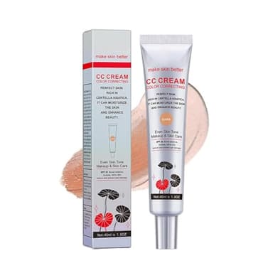CC Crema Correctora de Color con Centella Asiática - Base de Maquillaje de Cobertura Total con SPF 25, Uniformiza el Ton, Silky Cream CC, oscuro 45ml