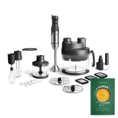 SPRINGLANE Juego de batidora de mano de acero inoxidable Sam 800 W, batidora con dispositivo de mezcla, procesador de alimentos con accesorios