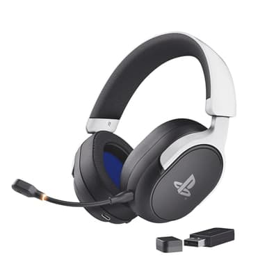 GXTrust 499BW Forta Cascos Inalámbricos, Licencia Oficial para PlayStation 5, Latencia Ultrabaja, 2.4G Receptor USB, Hasta 55h de Juego, Auriculares Gaming Supraaurales PS5 con Micrófono, Negro/Blanco