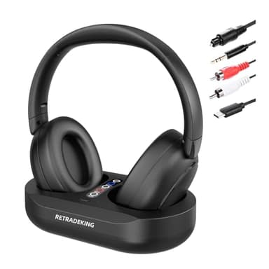 Auriculares Inalámbricos para TV con Base de Carga, Supraurales para Personas Mayores, Bluetooth con 50 Horas de Duración, Negro