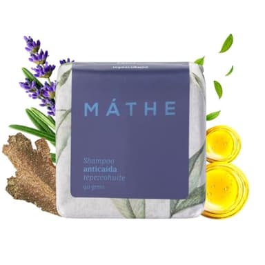 MÁTHE Champú Sólido Anticaída 90 g – Natural y Vegano – Sin Sulfatos ni Parabenos – Fortalece la Raíz y Estimula el Crecimiento – Control de Caspa, Picor y Dermatitis Seborreica
