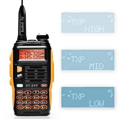 Baofeng GT-3TP Mark III portátil Dual Banda Radio UHF/VHF 144-146/430-440 MHz Radio Tri-Power 8 W/4 W/1 W Walkie Talkie con batería de 1800 mAh, Antena Larga, Cargador de automóvil para Adultos