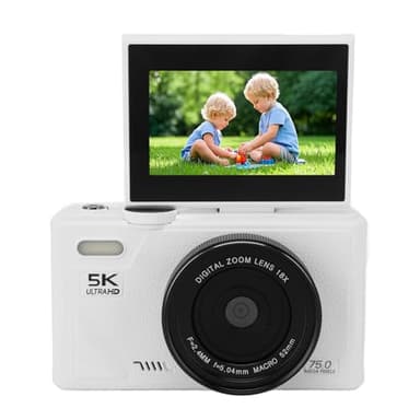 Cámara Digital de 5k 75MP, con Estabilización de Zoom óptico de 18x, Pantalla de Flip de 3 Pulgadas, Cámara Digital Retro, Cámara Compacta, para Fotografía de Viajes Vlogging