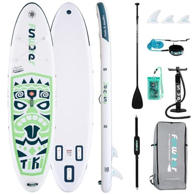 FunWater Tabla de Surf Hinchable de pie para Tabla de Surf Sup, Accesorios de Remo Ajustable, Bomba, Mochila de Viaje ISUP, Correa, Bolsa Impermeable, Tabla de Paddle para Adultos