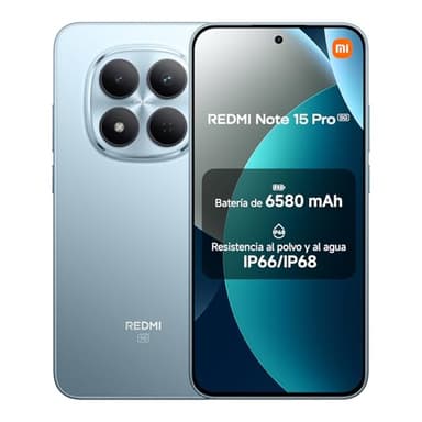 Xiaomi REDMI Note 15 Pro 5G - Smartphone de 8+256GB, Pantalla de 6,83" 1.5K AMOLED, MediaTek Dimensity 7400-Ultra, cámara de 200MP, batería de 6580 mAh, cargador no incluido, azul glaciar (Versión ES)