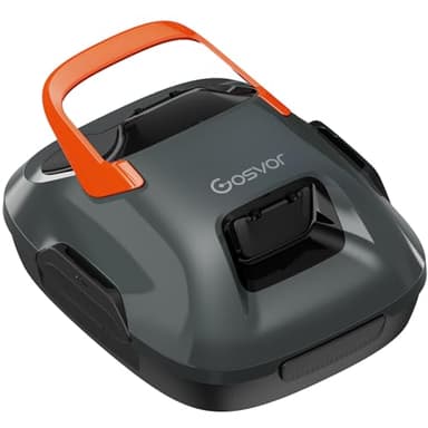 Gosvor Robot Limpiafondos Piscina Inalámbrico - Aspirador Piscina, 90 Min Autonomía, Autoestacionamiento, Fácil Uso, Robot Piscina para Suelo, Piscinas 80m², Gris-Naranja
