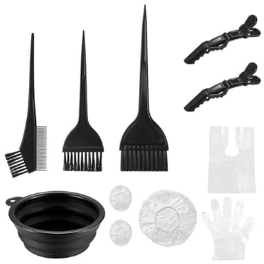 VARHHUXHA 10 Piezas Kit Herramientas de Tinte para Coloración Cabello, con Cepillo de Tinte para Cabellos, Tazón de Teñir, Pinzas para Cabello, Guante y Oído Cubre, para Salón Bricolaje