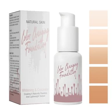 Base Maquillaje,Base De Maquillaje Que Cambia De Color,Colour Changing Mature Skin Foundation,Natural Makeup 30ml,Base Tono Piel CáLida Que Cambia,Resistente Al Agua,Duradero,Para Todo Tipo De Piel