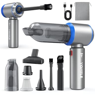 Aspirador de Mano, 25000Pa/120W Mini Aspirador Recargable, Aspiradoras de Mano con Motor sin Escobillas de 210.000 RPM, Aspirador sin Cable para Coche, para Uso en la Oficina, el hogar, la Cocina