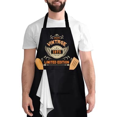 Rebundex 1975 Regalos Originales para Hombre 50 Años Delantal Cocina Hombre Regalos para Hombres 50 Cumpleaños, Regalos para Cocineros Divertidos Regalo Padre Abuelo Marido