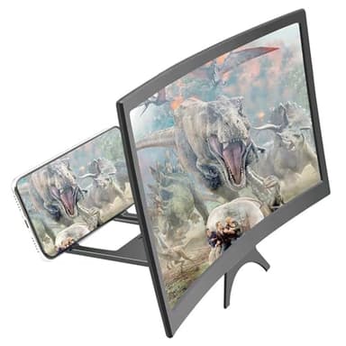 YAMSLAM Amplificador 3D HD de 12 pulgadas, pantalla curvada, lupa de pantalla para teléfono móvil, amplificador de video para smartphone, pantalla grande con soporte