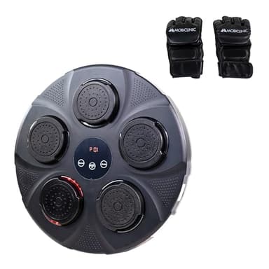 Mobiclinic®, Máquina de Boxeo Musical, 9 Modos y 9 Velocidades, Conexión Bluetooth, Pantalla Digital, Guantes de Boxeo, Luces LED, 4H de Autonomía, Entrenamiento en Casa, MusicKangu