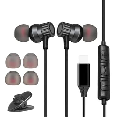 Auriculares USB C con cable, auriculares USB C para Samsung Galaxy S25 Ultra S24 FE S23 S22 A56 A55 A54 A53 A36 A35 A34 A26 A17 A16, auriculares tipo C para iPhone 17 Air 16 16e 15 Pro Max Plus