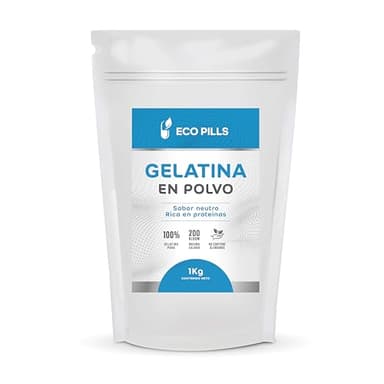 Gelatina en Polvo 1 kg, Sin Sabor, 200 Bloom, 100% Pura, Alta en Proteínas, Fácil de Disolver, Ideal para Repostería, Postres, Batidos, Caldos y Sopas (1Kg)