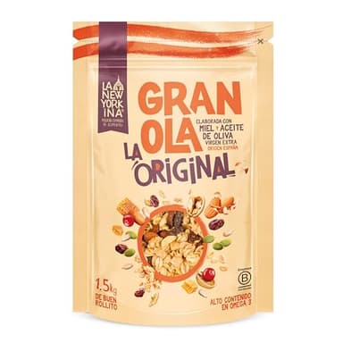 La Newyorkina Granola Original 1,5kg Con Miel de España, Frutos Secos y Aceite de Oliva Virgen Extra