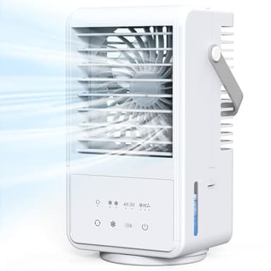Aire Acondicionado Portatil, Enfriador de Aire Silencioso Aire acondicionado Móvil Refrigerador de Aire USB Ventilador, 3 Velocidades y 3 Spray, Temporizador de 2/4H, Luz Colorida